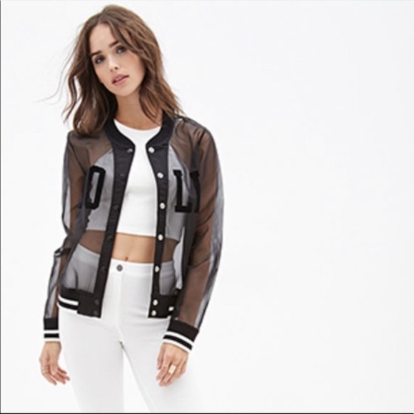 Forever 21 organza Barbie see through bomber jacket black size S - Picture 3 of 8
